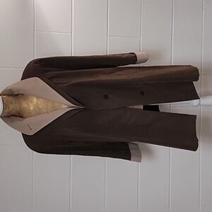 Jacqueline Ferrar Soft Sueded Lined Midi Trench Coat Jackie O Vibes Vintage